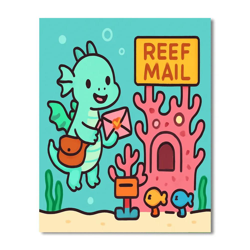 Coral Reef Post Office Run By Sea Dragons paint by number