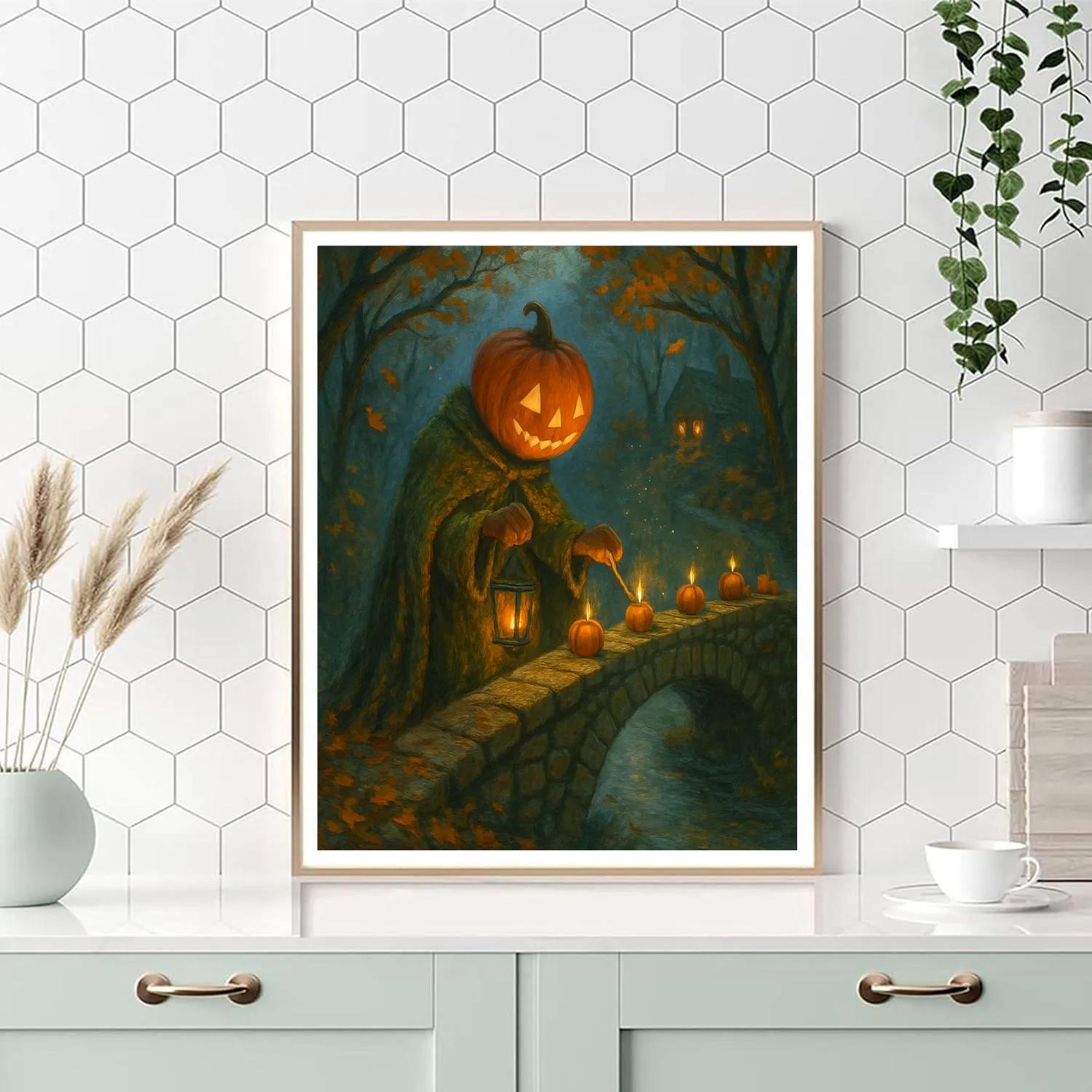 Lanternkeeper Of The Pumpkin Bridge paint by number