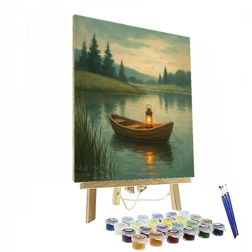 Lantern Warmth Over Mirror Lake paint by number