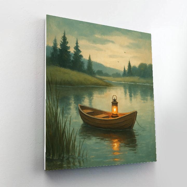Lantern Warmth Over Mirror Lake paint by number