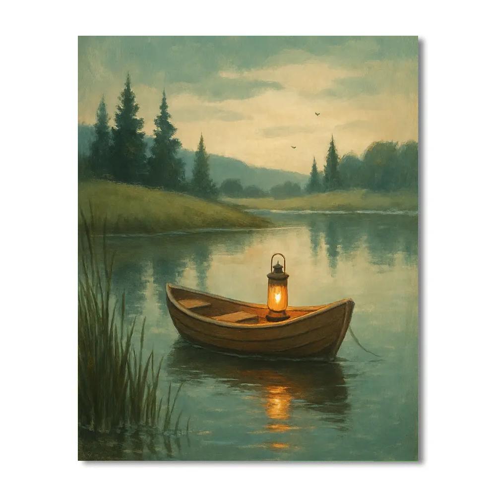Lantern Warmth Over Mirror Lake paint by number