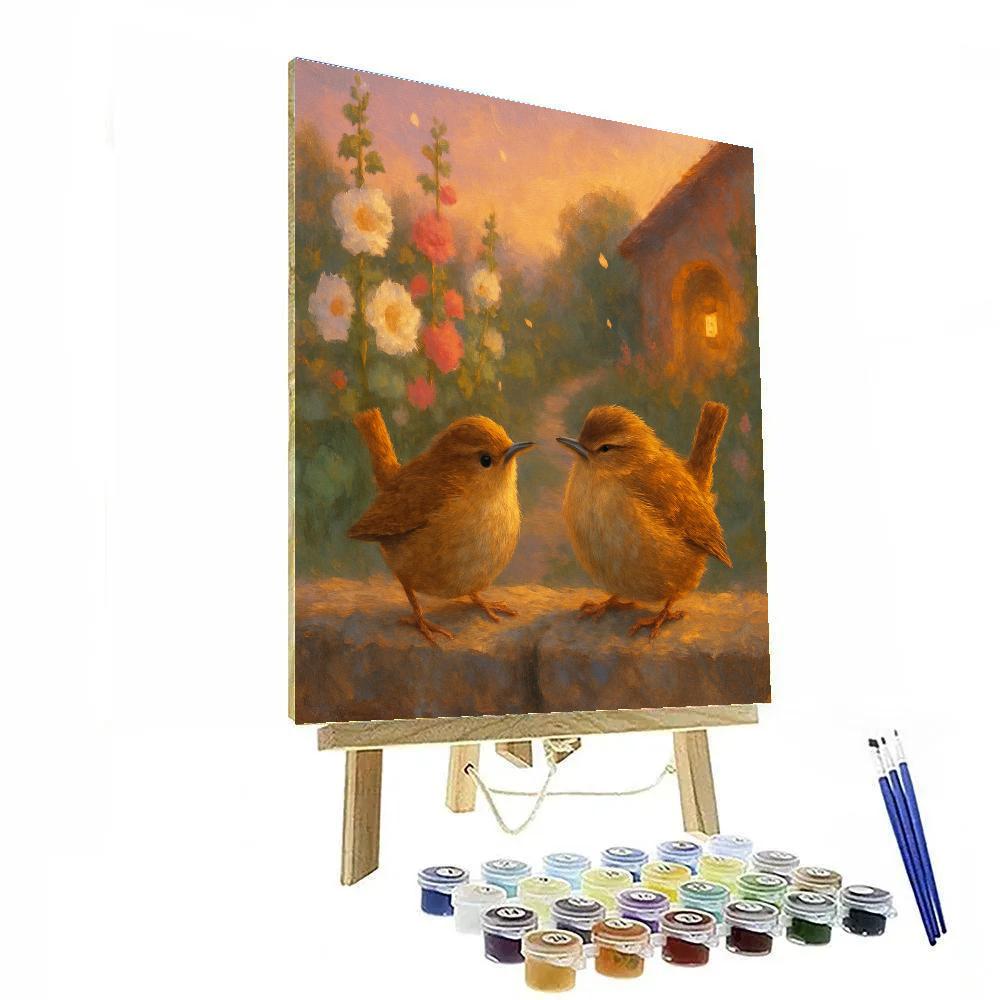 Lantern Light Wrens In The Cottage Garden paint by numbers