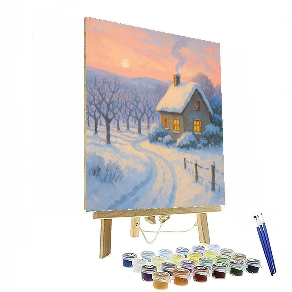 Sunrise Smoke Above The Orchard Cottage Numbered painting kits