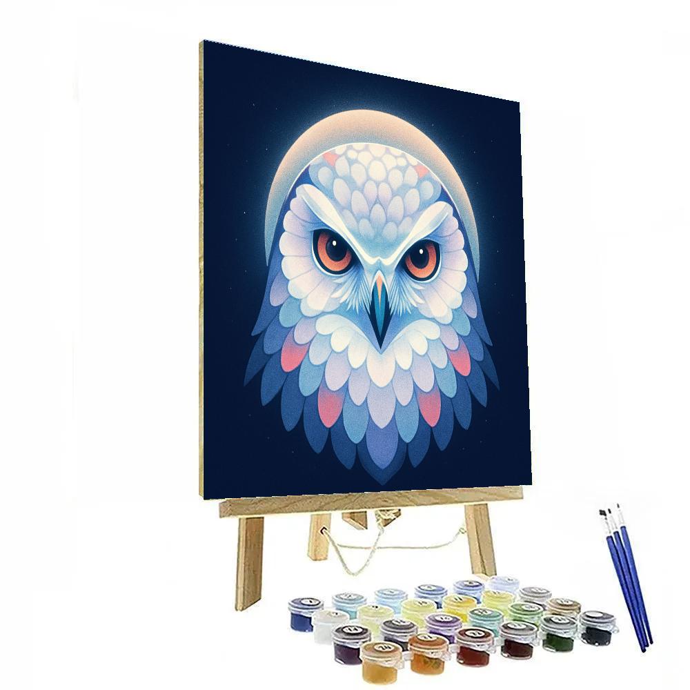 Coral Crowned Snow Owl paint by color