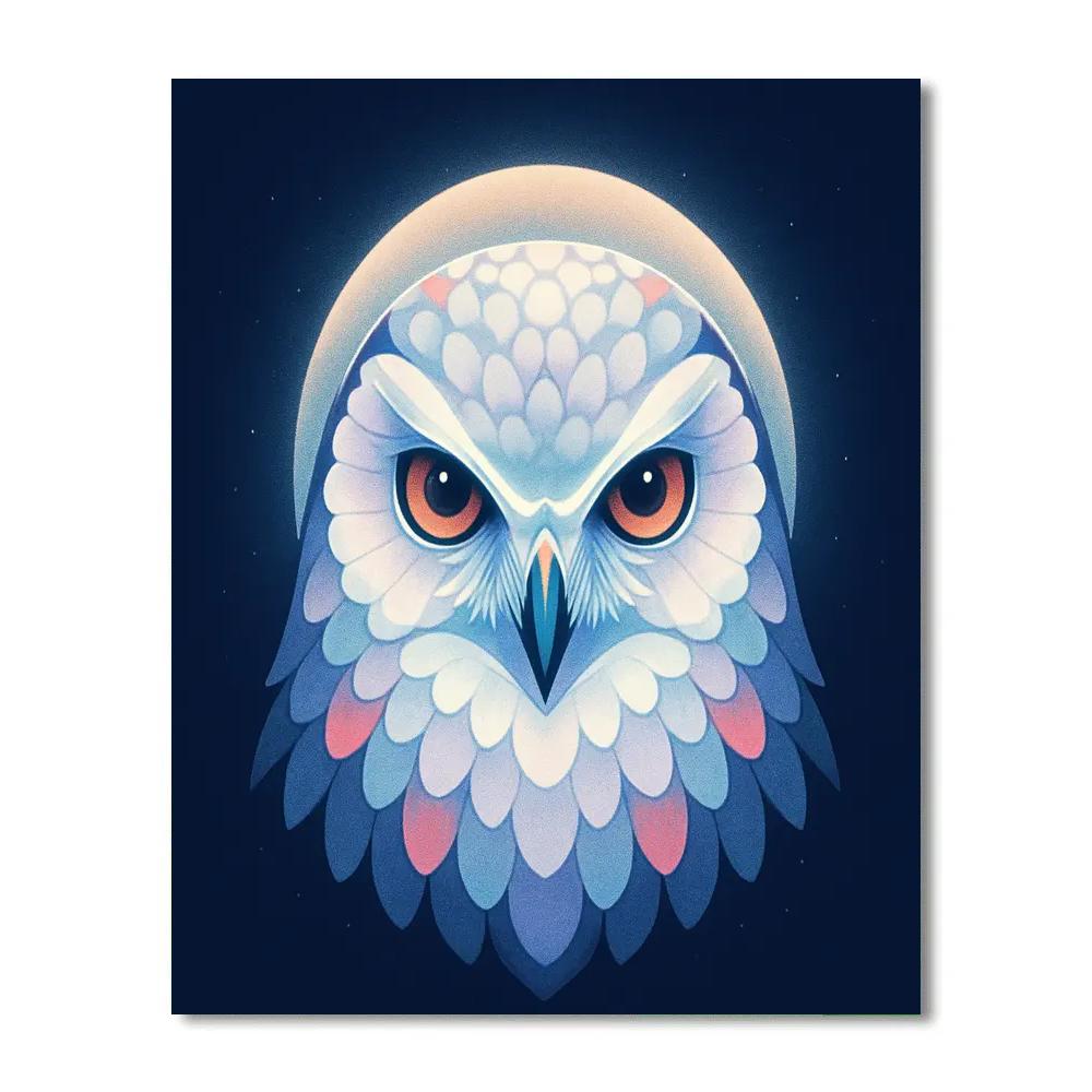 Coral Crowned Snow Owl paint by color