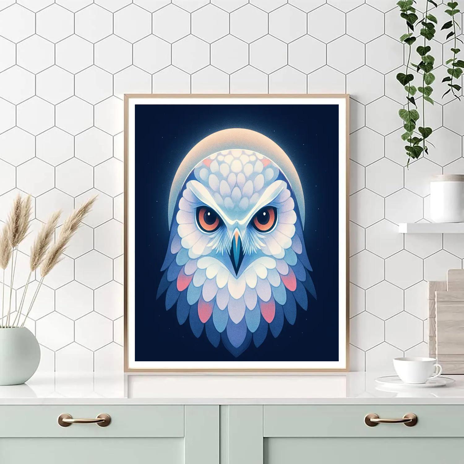 Coral Crowned Snow Owl paint by color