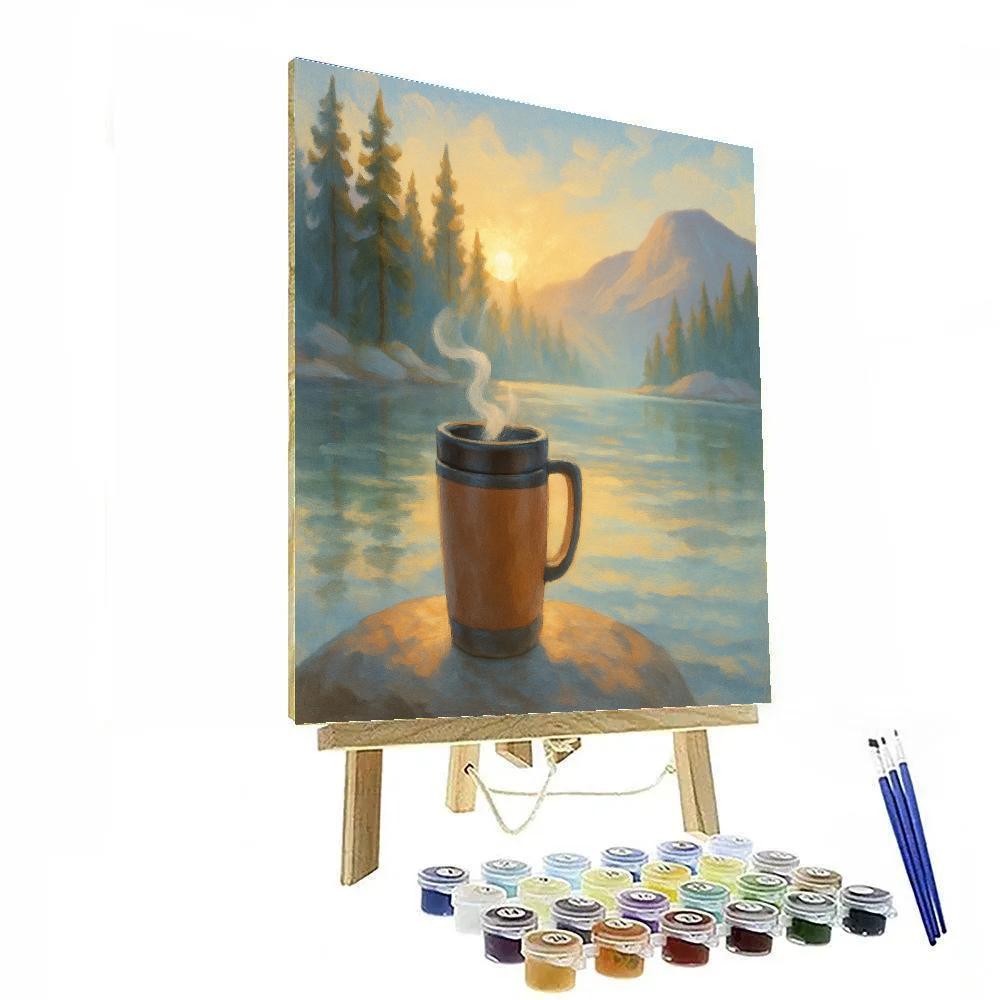 Alpine Sunrise Tea Steam Lake paint by number