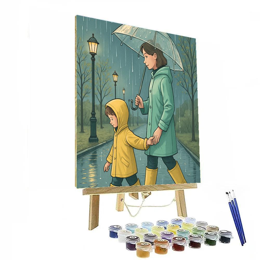 Raincoat Walk Shared Umbrella Paint by numbers kits