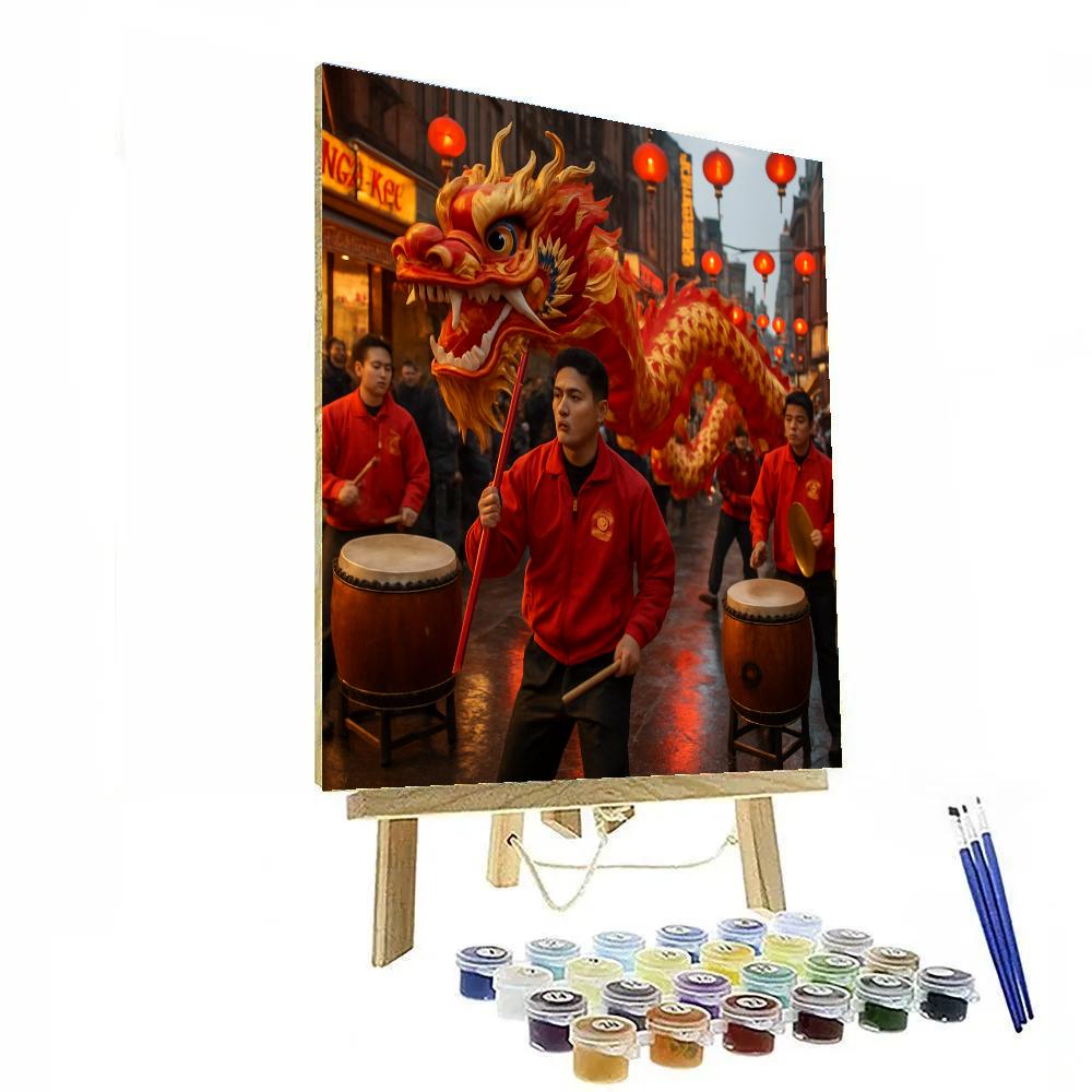 Lunar New Year Dragon Dance Chinatown Singapore Paint by numbers art