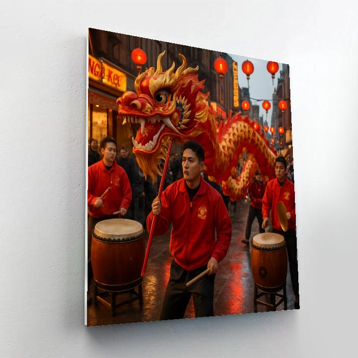 Lunar New Year Dragon Dance Chinatown Singapore Paint by numbers art
