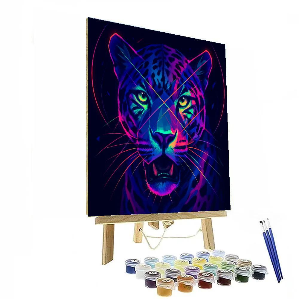 Neon Rift Jaguar Gaze Numbered painting kits