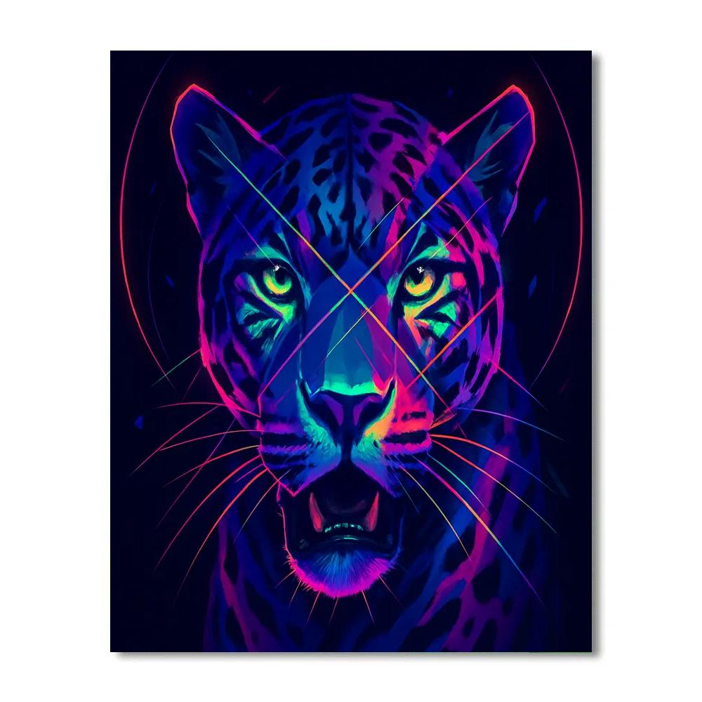 Neon Rift Jaguar Gaze Numbered painting kits