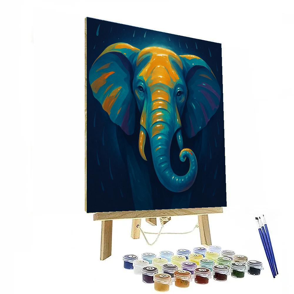 Golden Monsoon Elephant Portrait Paint by numbers art