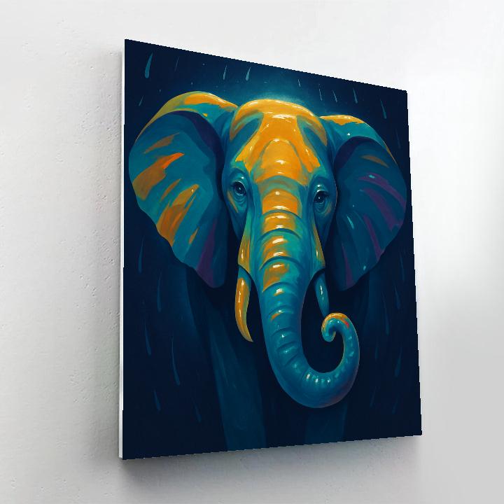 Golden Monsoon Elephant Portrait Paint by numbers art