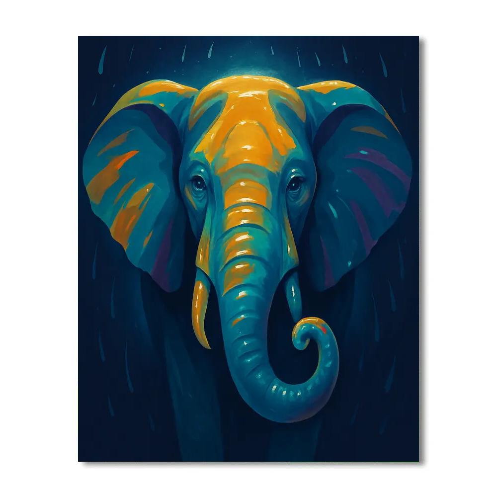 Golden Monsoon Elephant Portrait Paint by numbers art