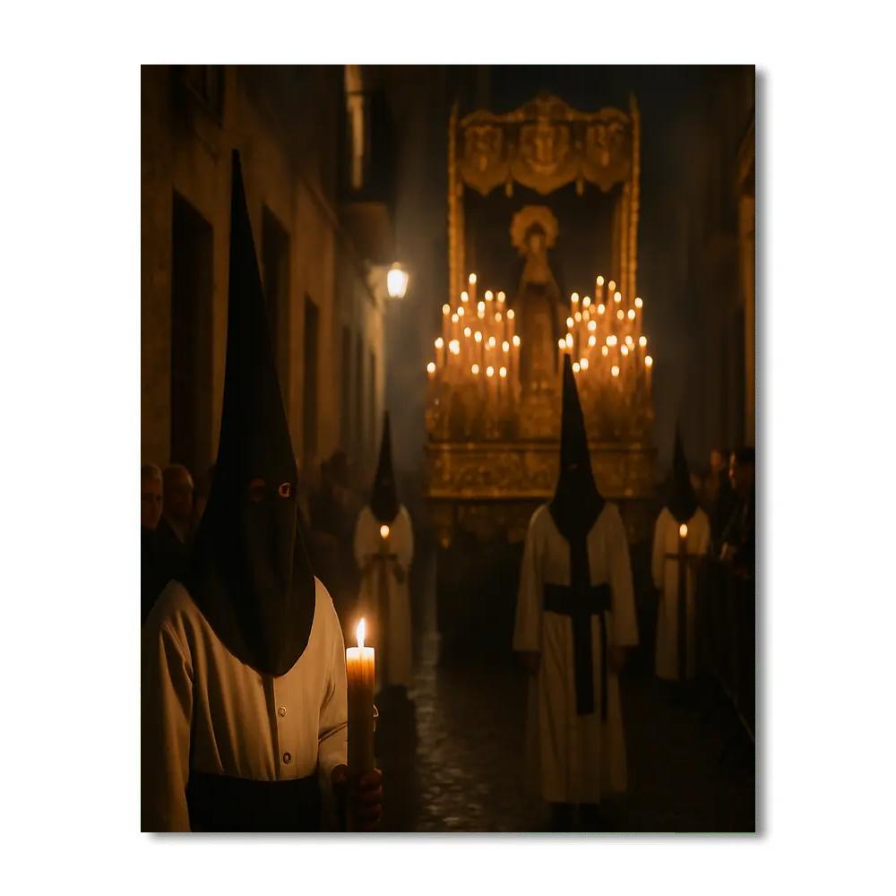 Semana Santa Procession Seville Night paint by numbers