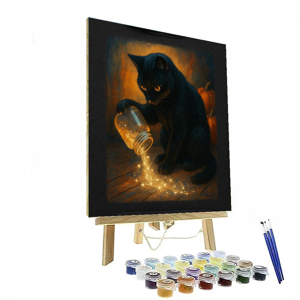 The Black Cat And The Star Jar Painting by numbers kit