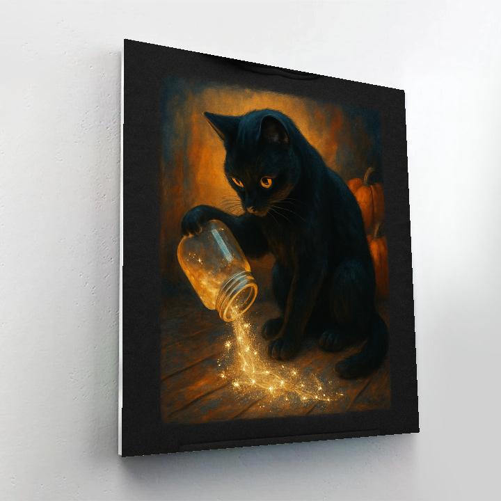 The Black Cat And The Star Jar Painting by numbers kit