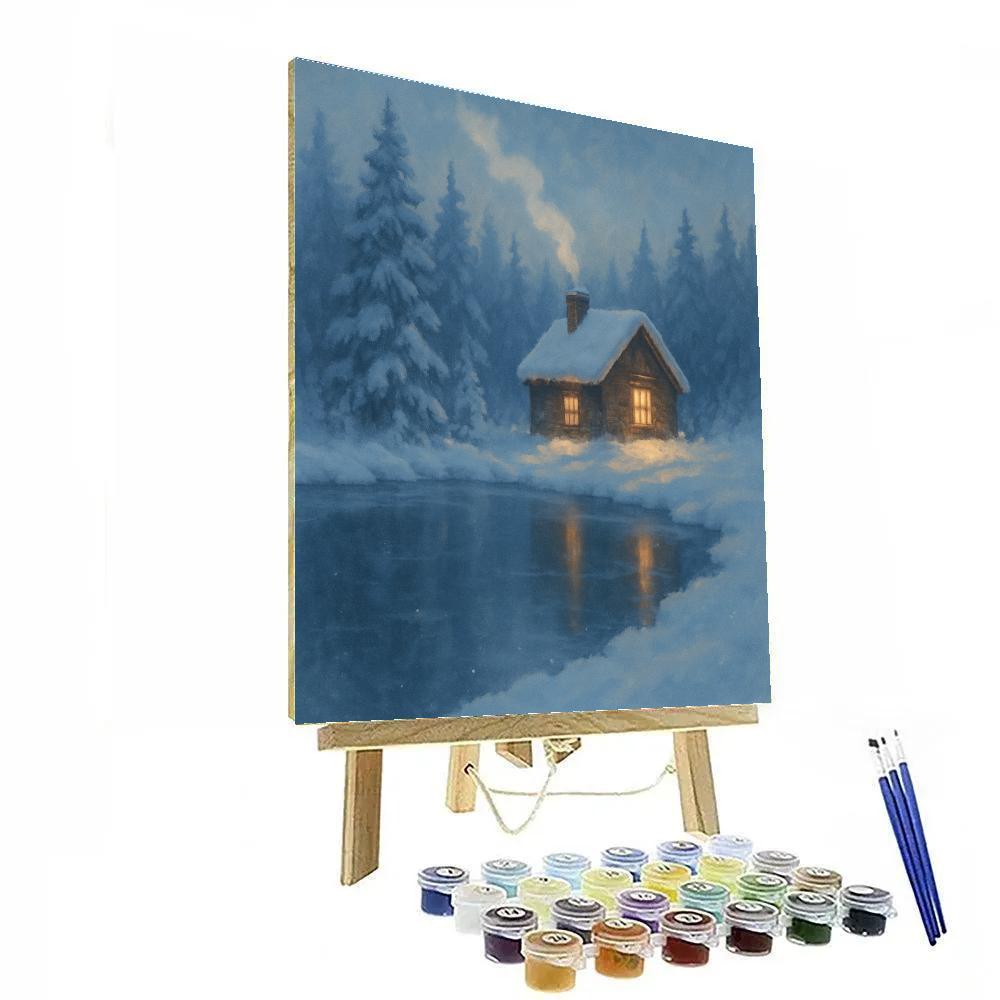 Winter Stillwater Cabin Glow Paint by numbers kits