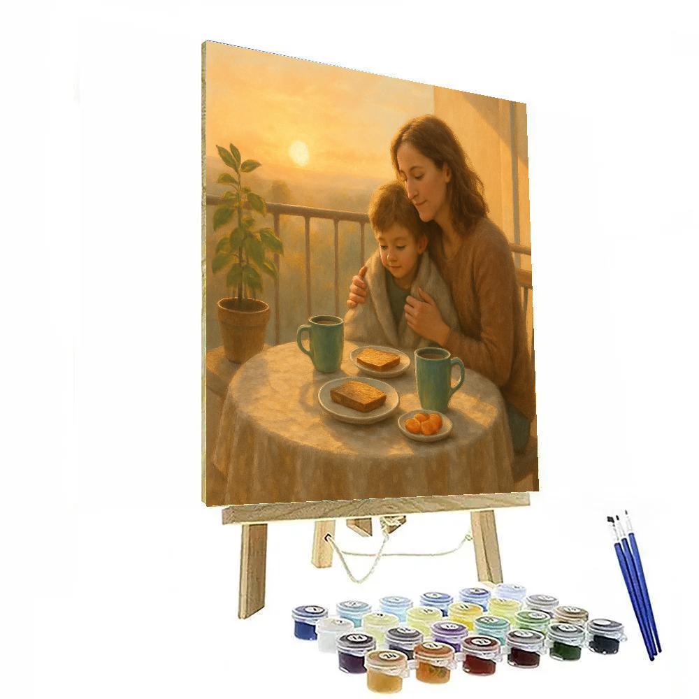 Balcony Sunrise Breakfast Together DIY paint by numbers