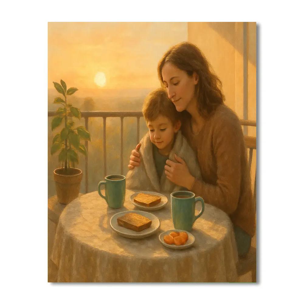 Balcony Sunrise Breakfast Together DIY paint by numbers