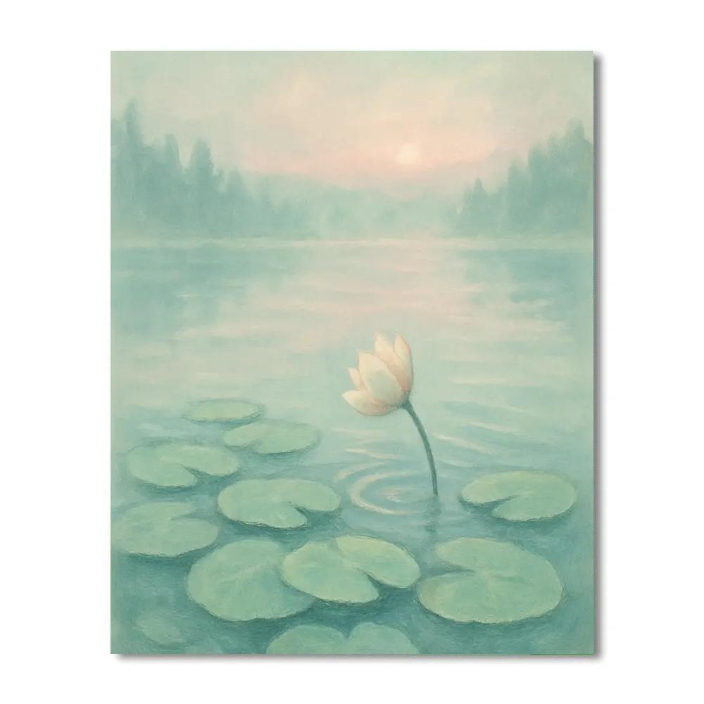 Misty Morning Lily Pad Whisper paint by number