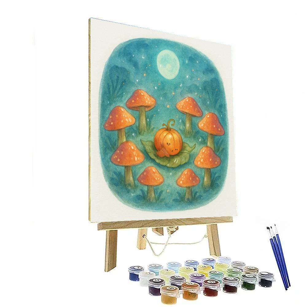 Mushroom Ring Under The Glass Moon Paint by numbers kits