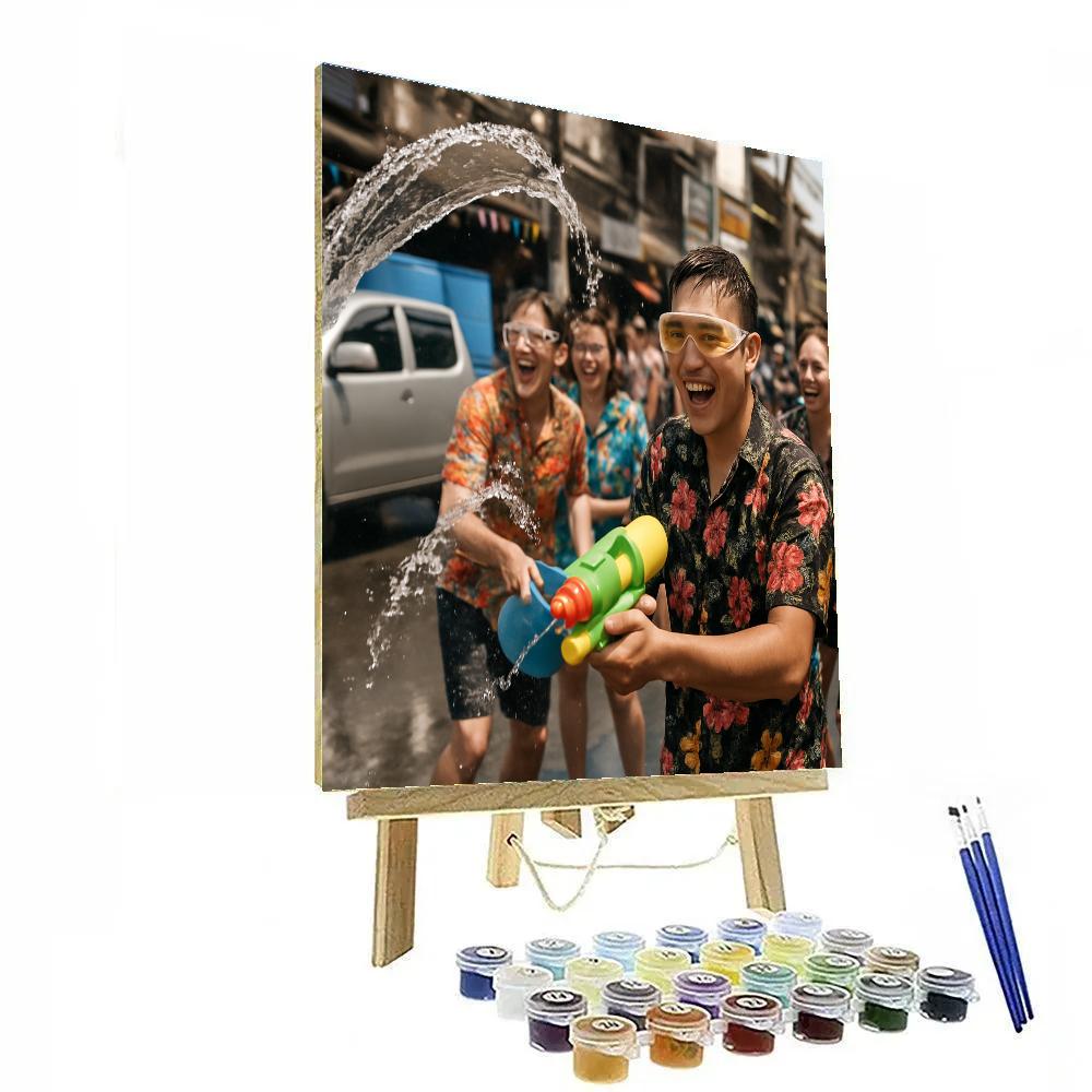 Songkran Water Festival Chiang Mai Street painting number kit