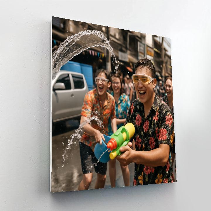 Songkran Water Festival Chiang Mai Street painting number kit