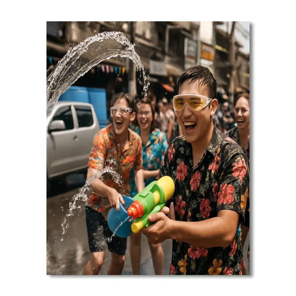 Songkran Water Festival Chiang Mai Street painting number kit