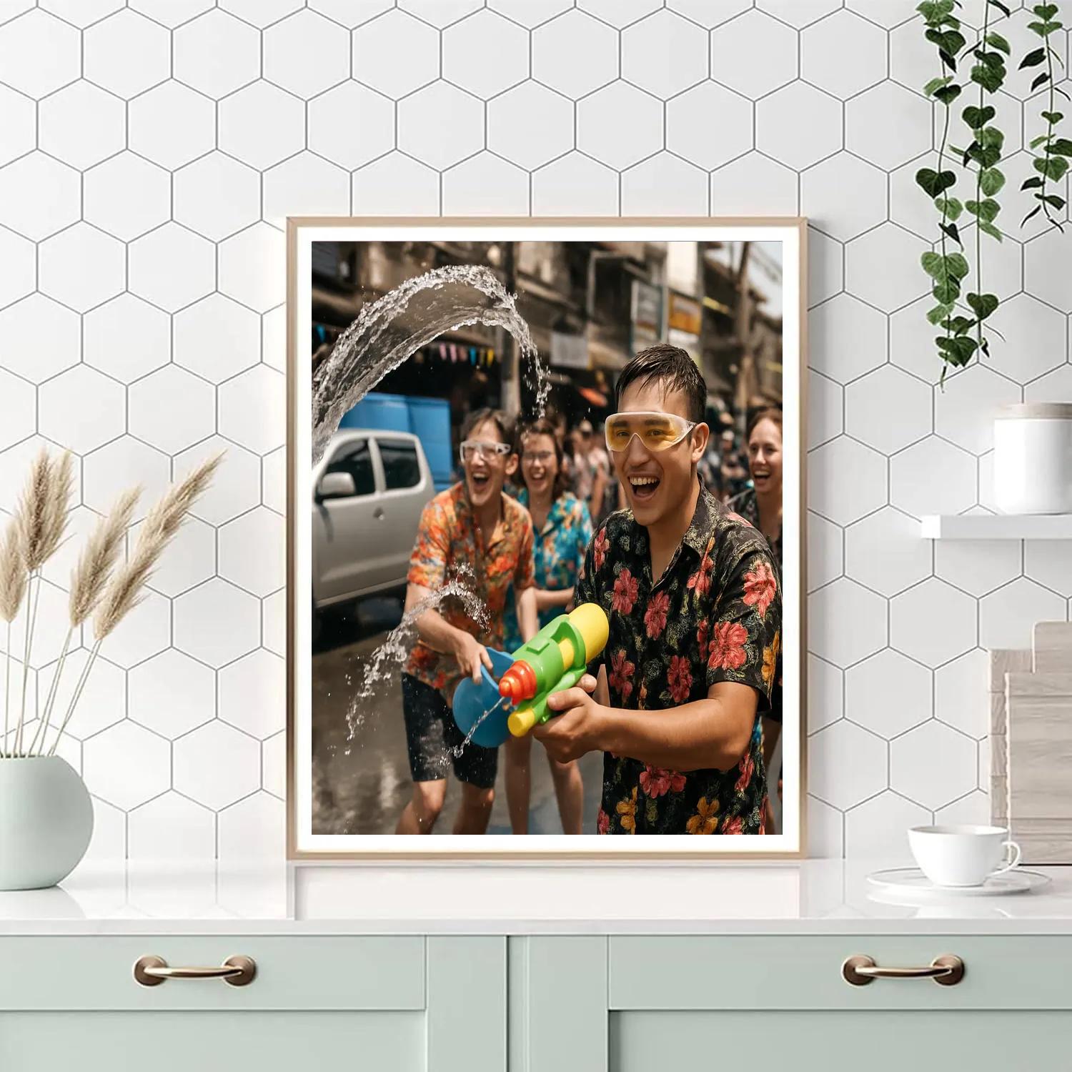 Songkran Water Festival Chiang Mai Street painting number kit