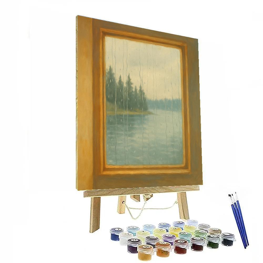 Rainy Lake Window View Comfort paint by numbers