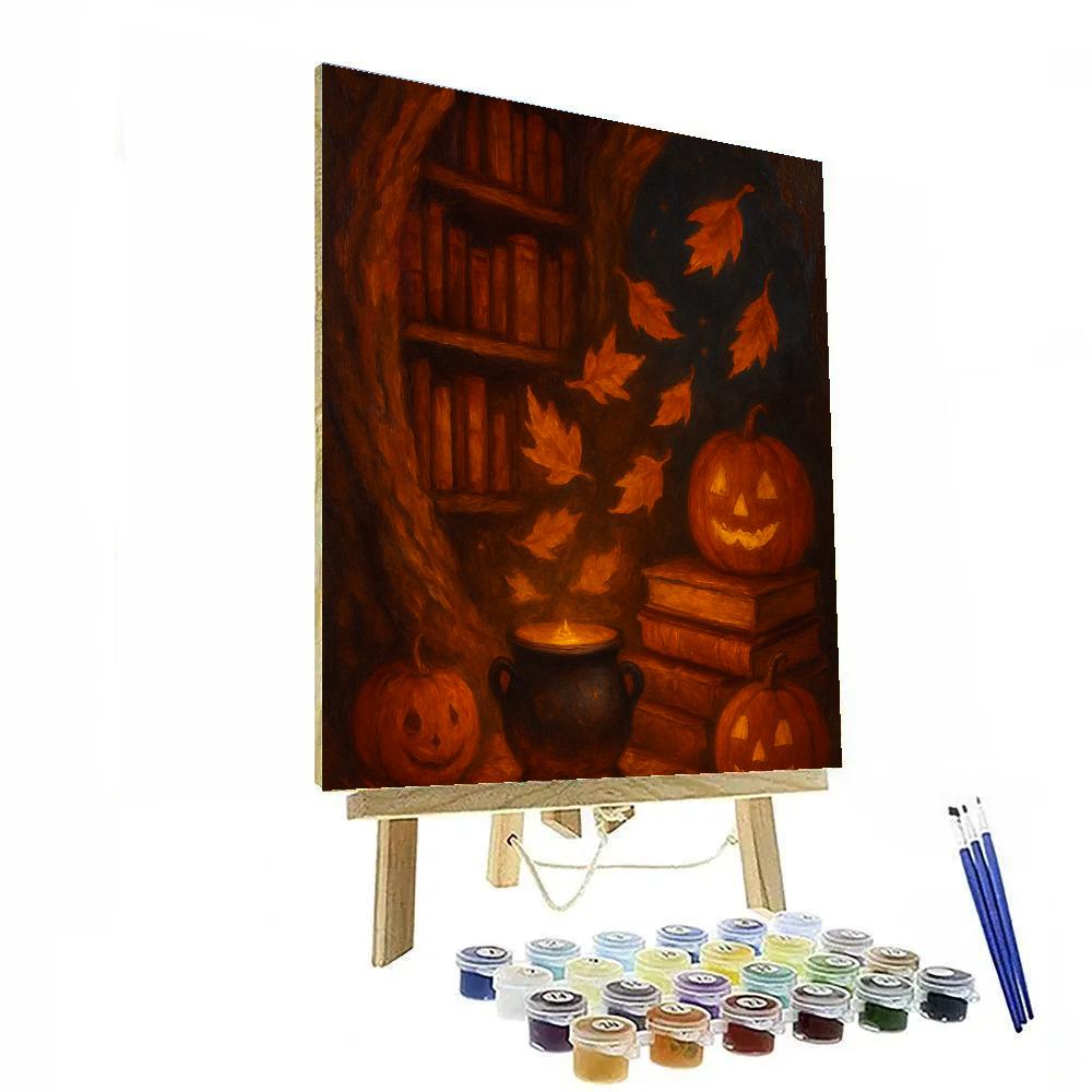 Candlelit Library Of Spellbound Leaves paint by color