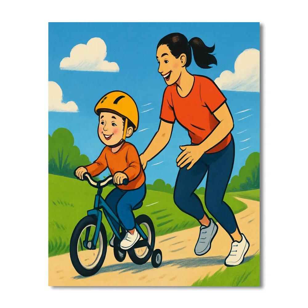 First Bike Ride Steadying Hands Paint by numbers art