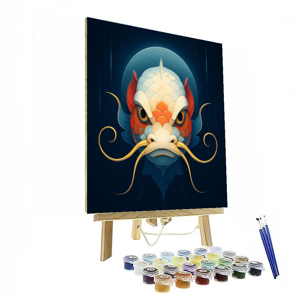 Moonlit Koi Dragon Whisker Portrait Paint by numbers art
