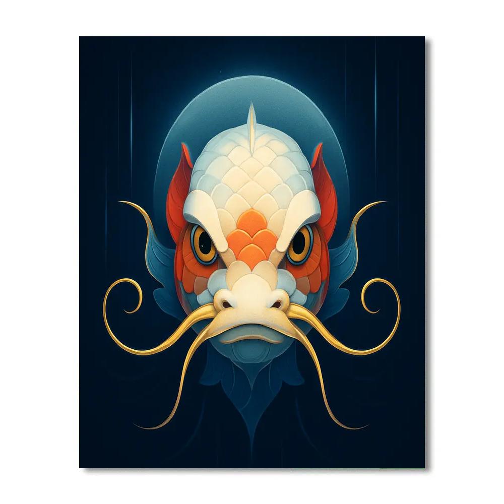 Moonlit Koi Dragon Whisker Portrait Paint by numbers art