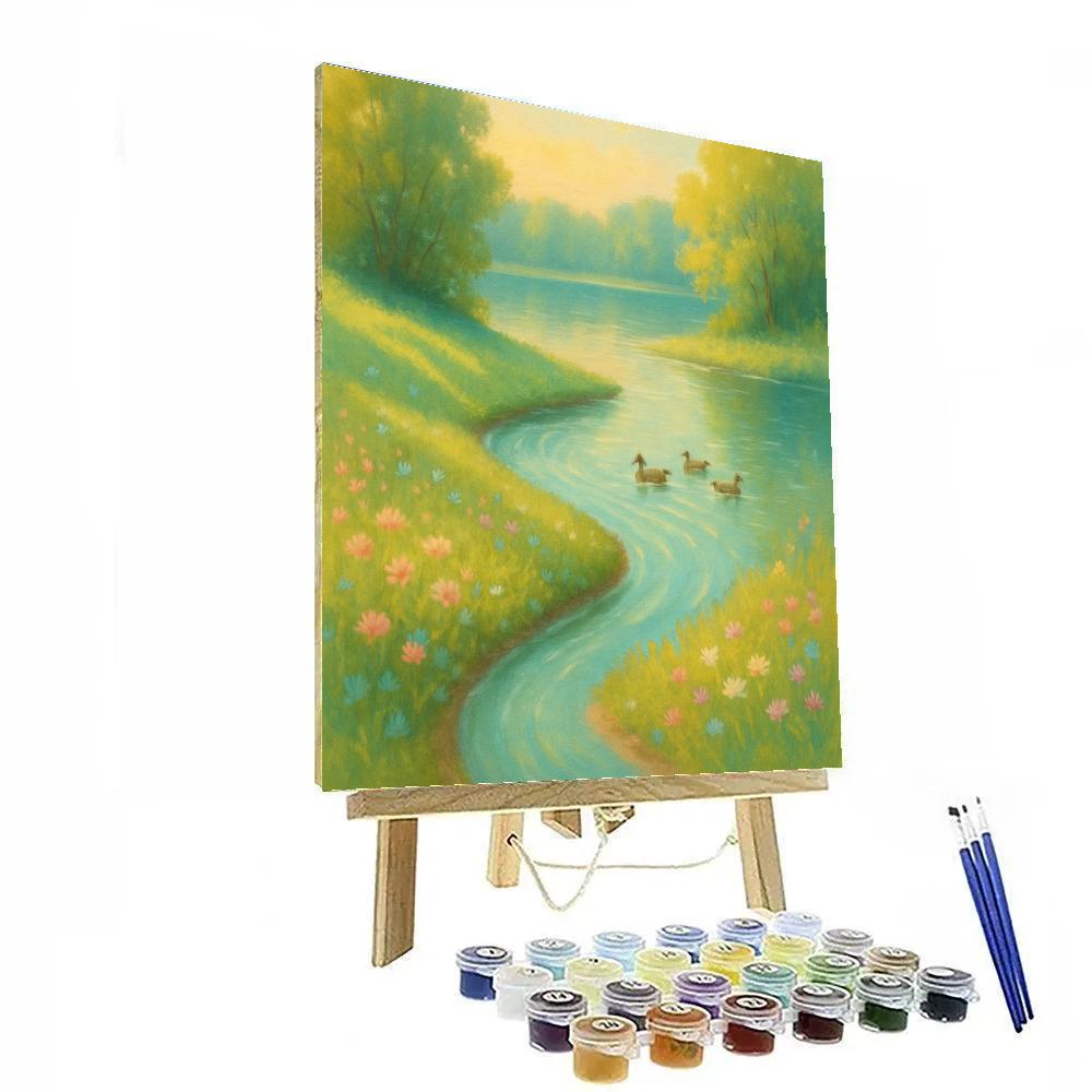 Spring Creek Lake With Wildflower Shore painting number kit
