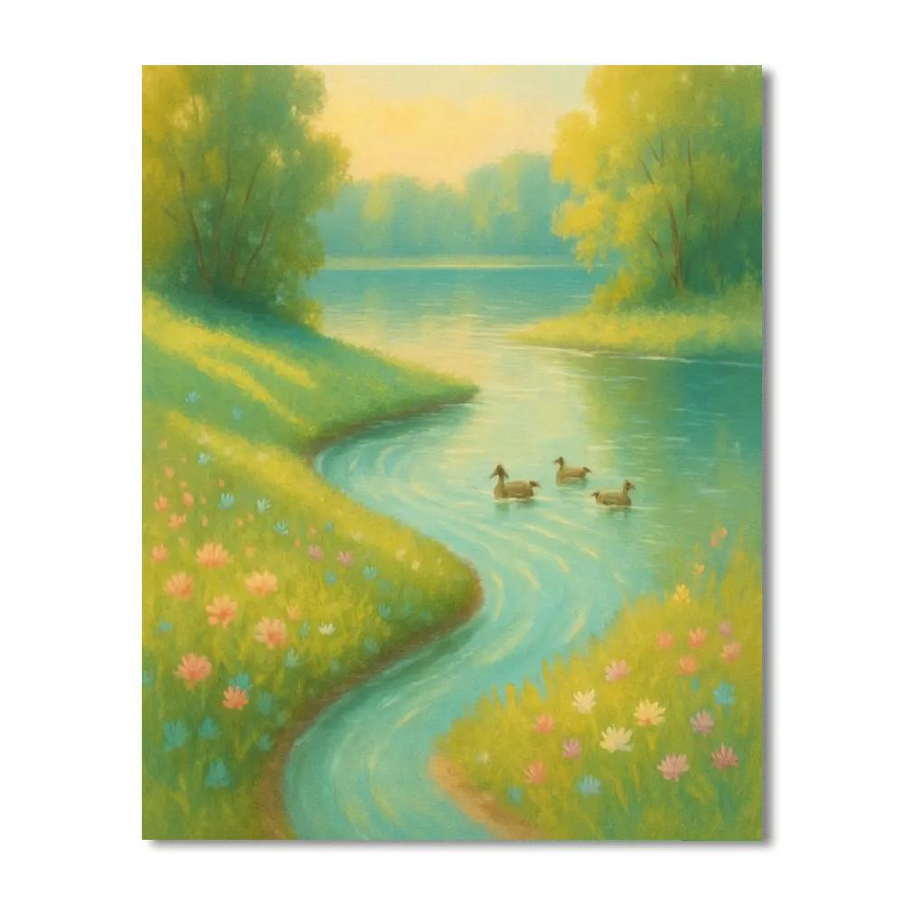 Spring Creek Lake With Wildflower Shore painting number kit