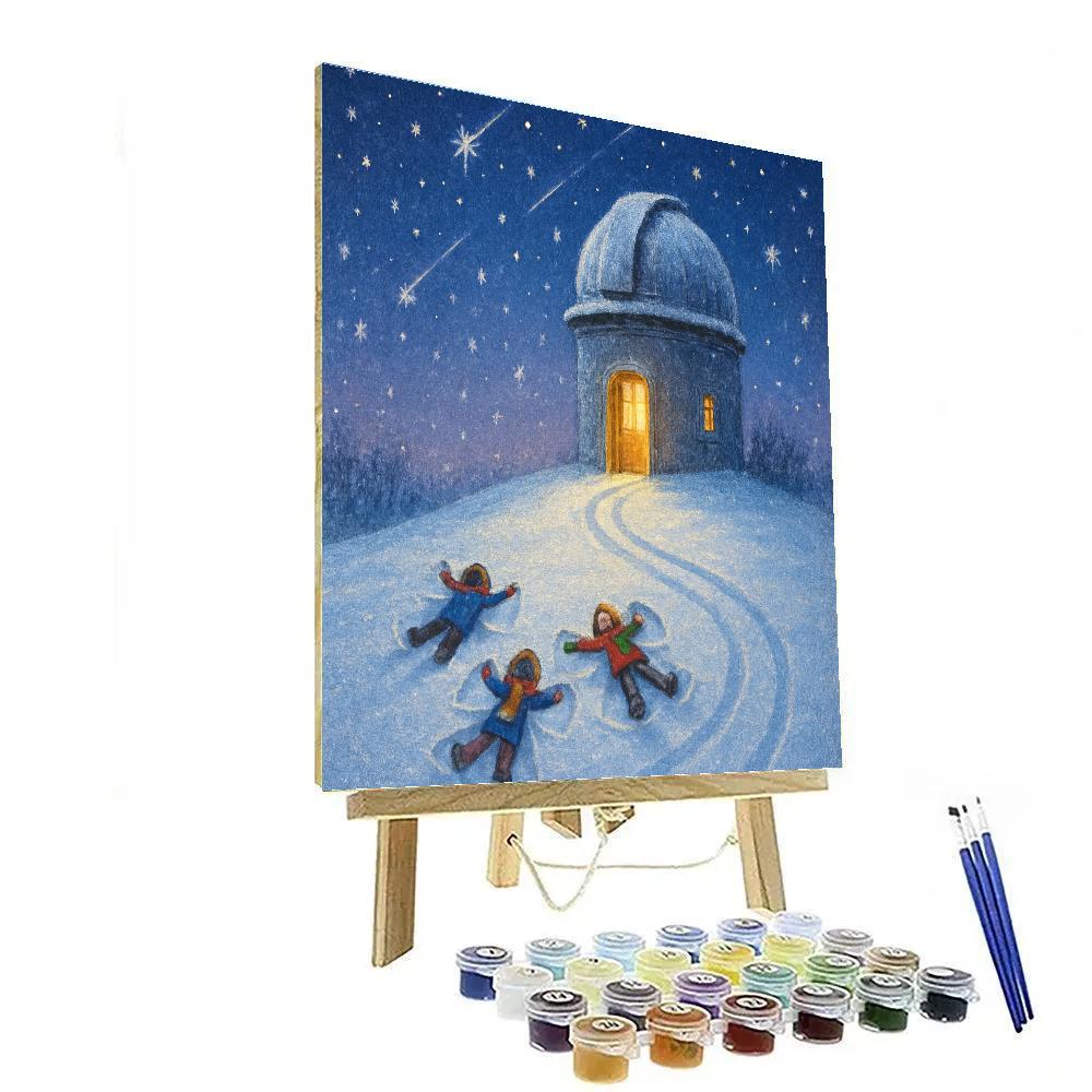 Snowy Observatory And Wishing Stars DIY paint by numbers