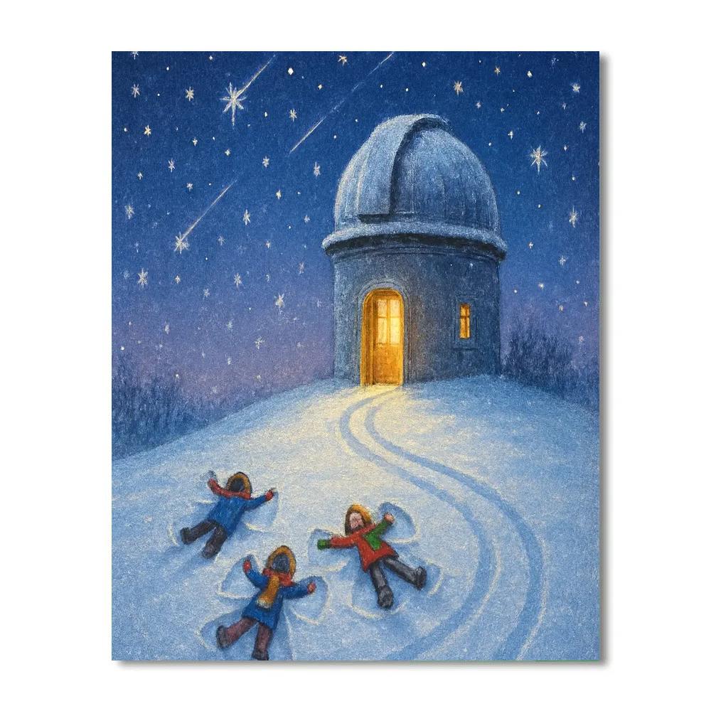 Snowy Observatory And Wishing Stars DIY paint by numbers