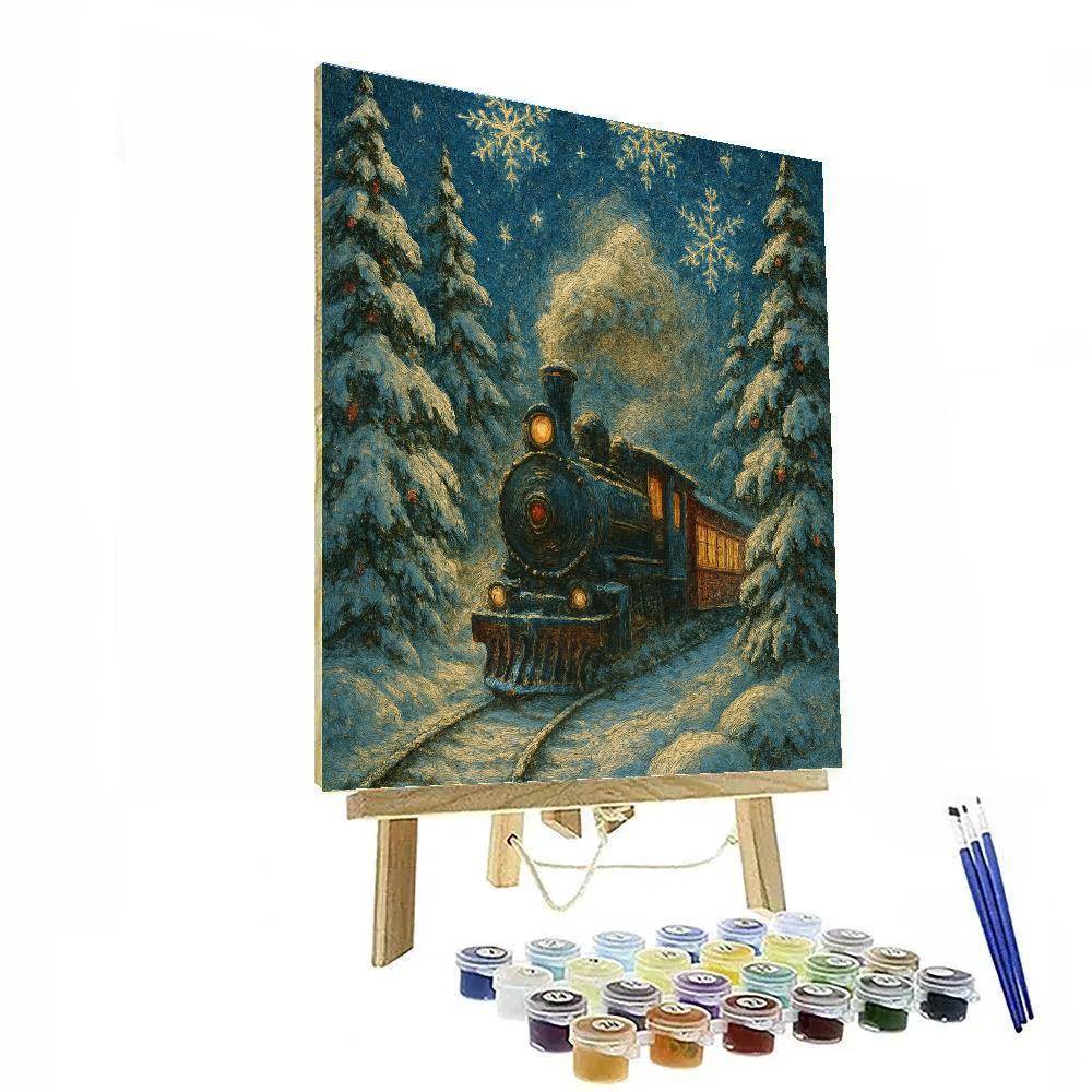 Polar Express Through Celestial Pines paint by color