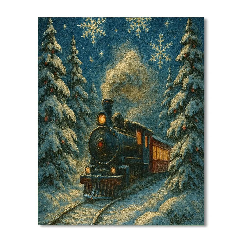 Polar Express Through Celestial Pines paint by color
