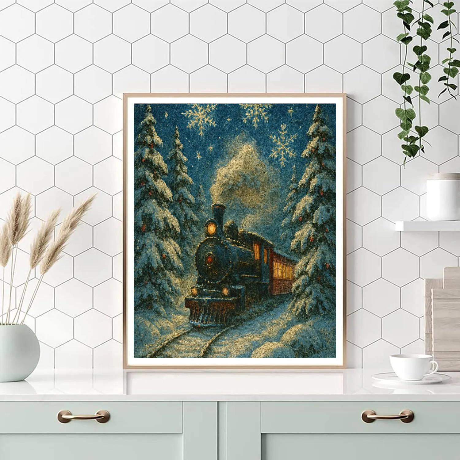 Polar Express Through Celestial Pines paint by color