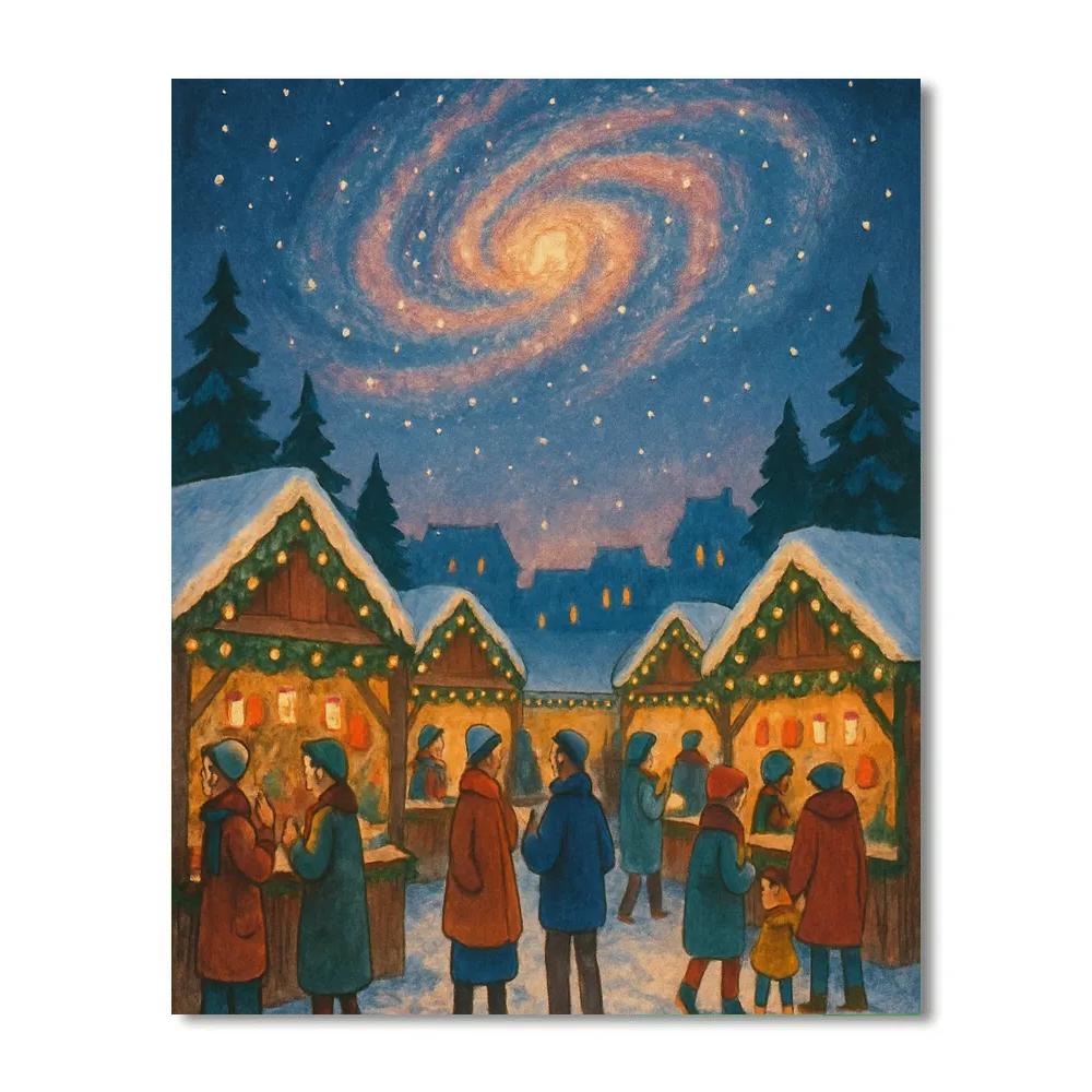 Christmas Market Under The Spiral Galaxy paint by numbers