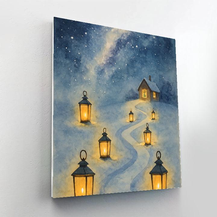 Christmas Lanterns Along The Milky Way Path paint by number