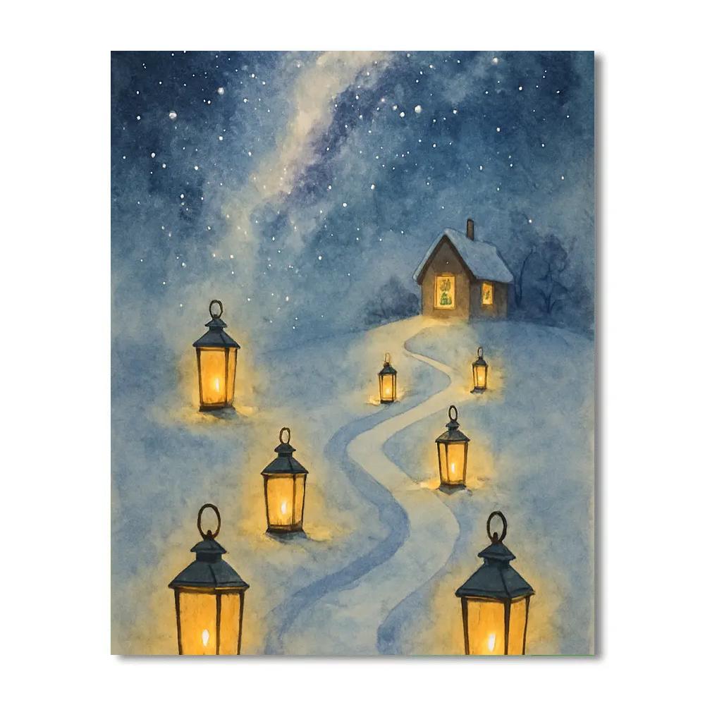 Christmas Lanterns Along The Milky Way Path paint by number