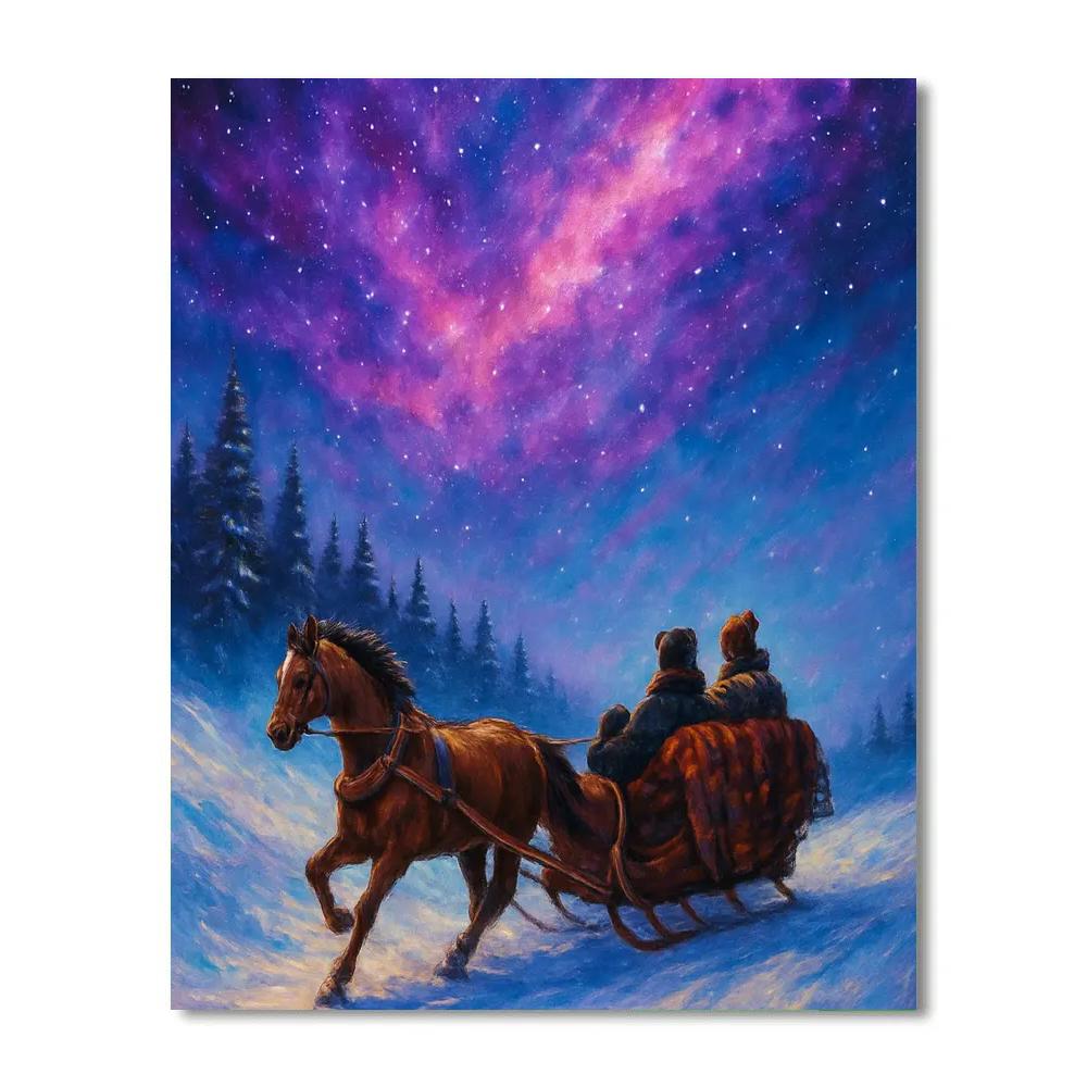 Midnight Sleigh Ride Across The Nebula Paint by numbers kits