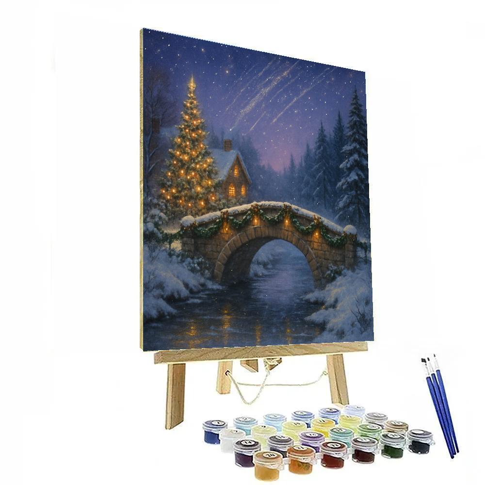 Star Shower Over Christmas Bridge Number painting