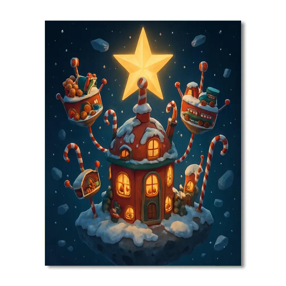 Santa Workshop Orbiting The Winter Star DIY paint by numbers