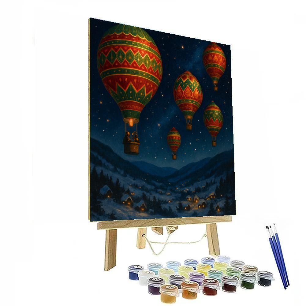 Christmas Hot Air Balloons In The Starfield Numbered painting kits